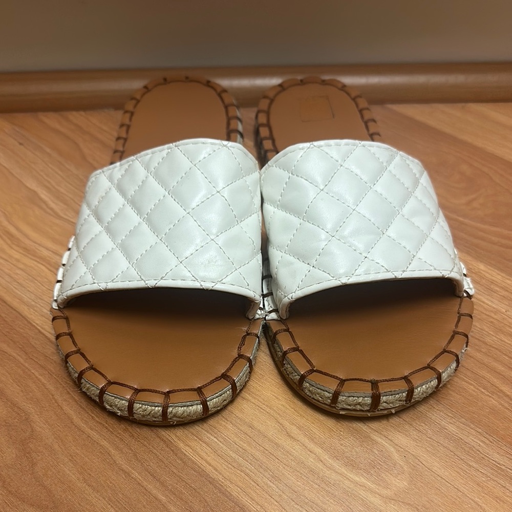 Quilted White Slide Sandals